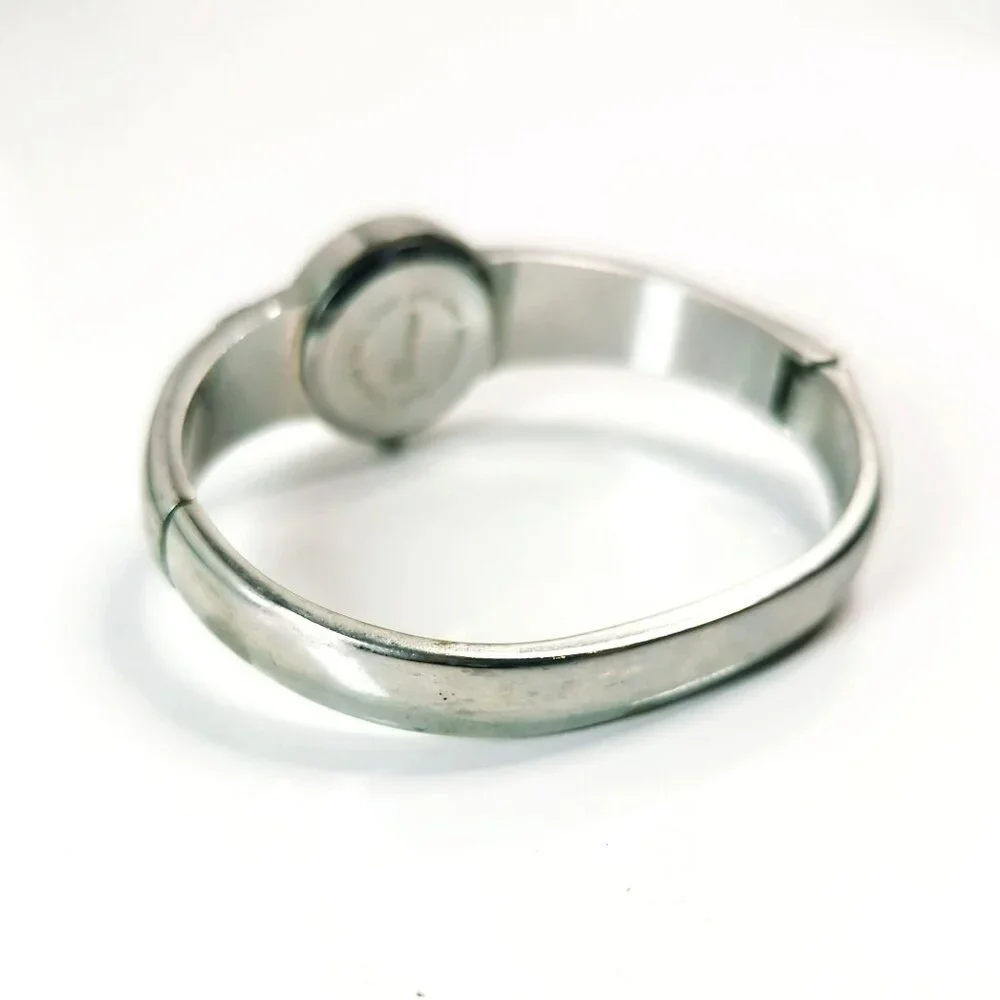 Geneva Quartz Silver Tone Marcasite Cuff Womens Watch - Picture 3 of 5